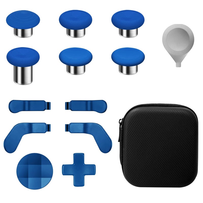 BUERTT Store 13 in 1 Metal Thumbsticks for Xbox Elite Series 2 Controller,Accessories Parts for Xbox One Elite 2,Gaming Accessory Replacement,Metal Mod 6 Swap Joystick,4 Paddles,2 D-Pads,1 Tool,Blue - Image 1